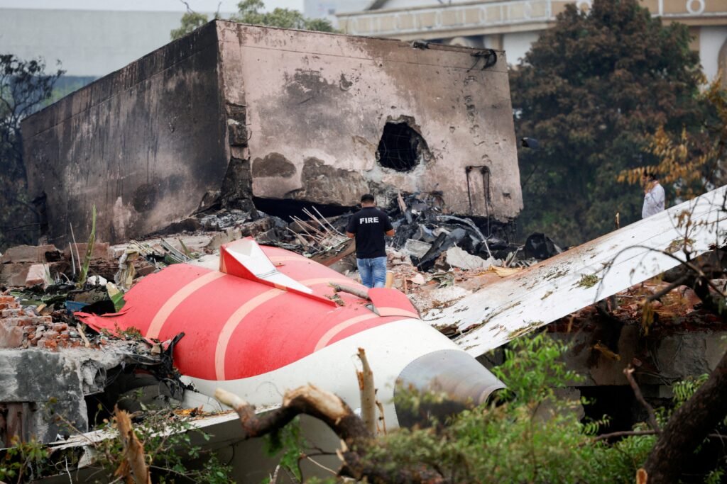 Wreckage of the Air India Boeing 787 Dreamliner (Flight AI 171) at the Ahmedabad crash site