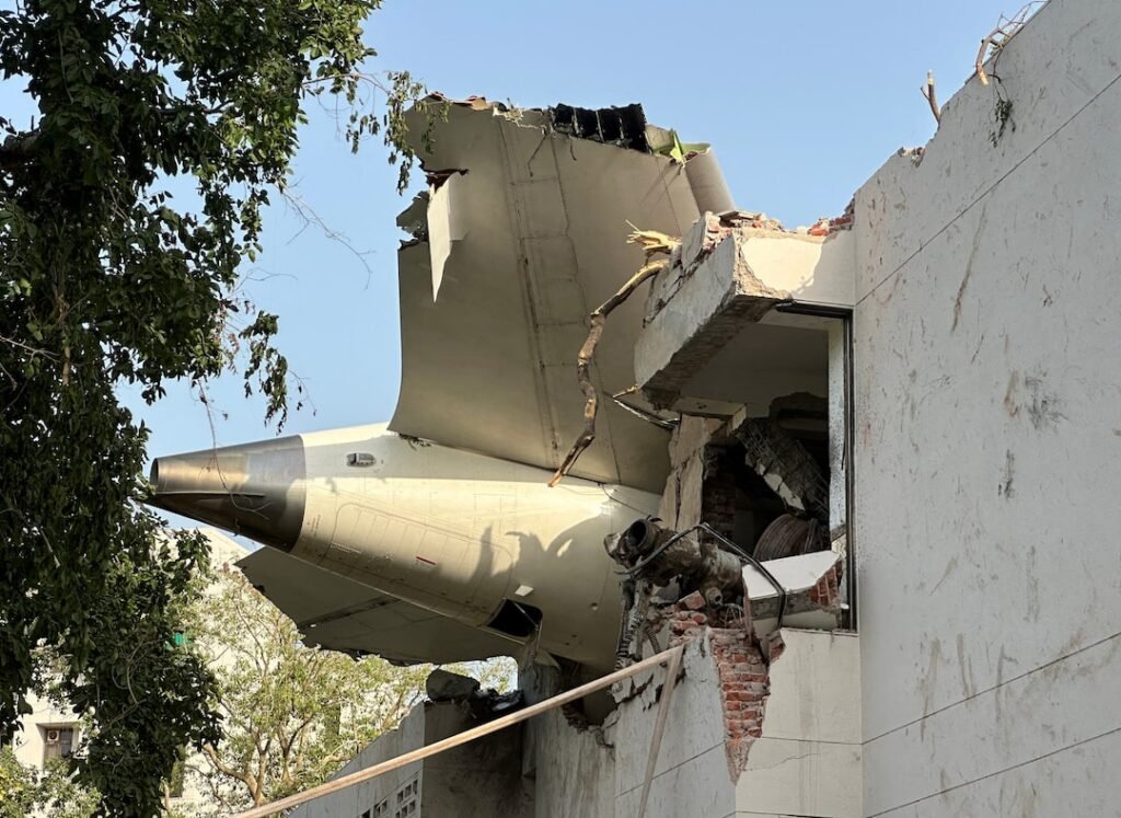 Wreckage of Air India Boeing 787 crash near Ahmedabad airport