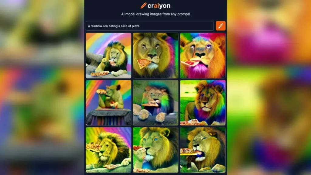 Screenshot of Craiyon generating nine quirky images from an Indian-themed prompt.