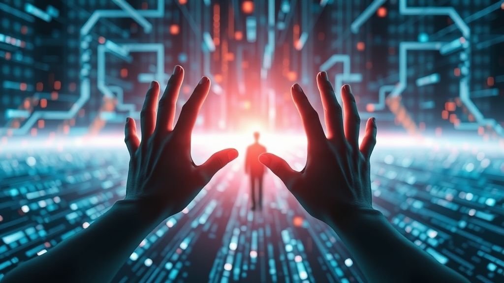 Futuristic image depicting AI and human collaboration in creativity, symbolizing the future of creativity India AI will co-create with its youth.